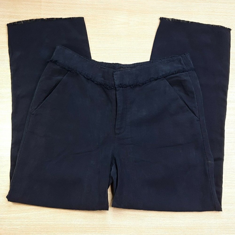 Loft Lyocel Linen Blend Navy NWT Raw Edge Pants